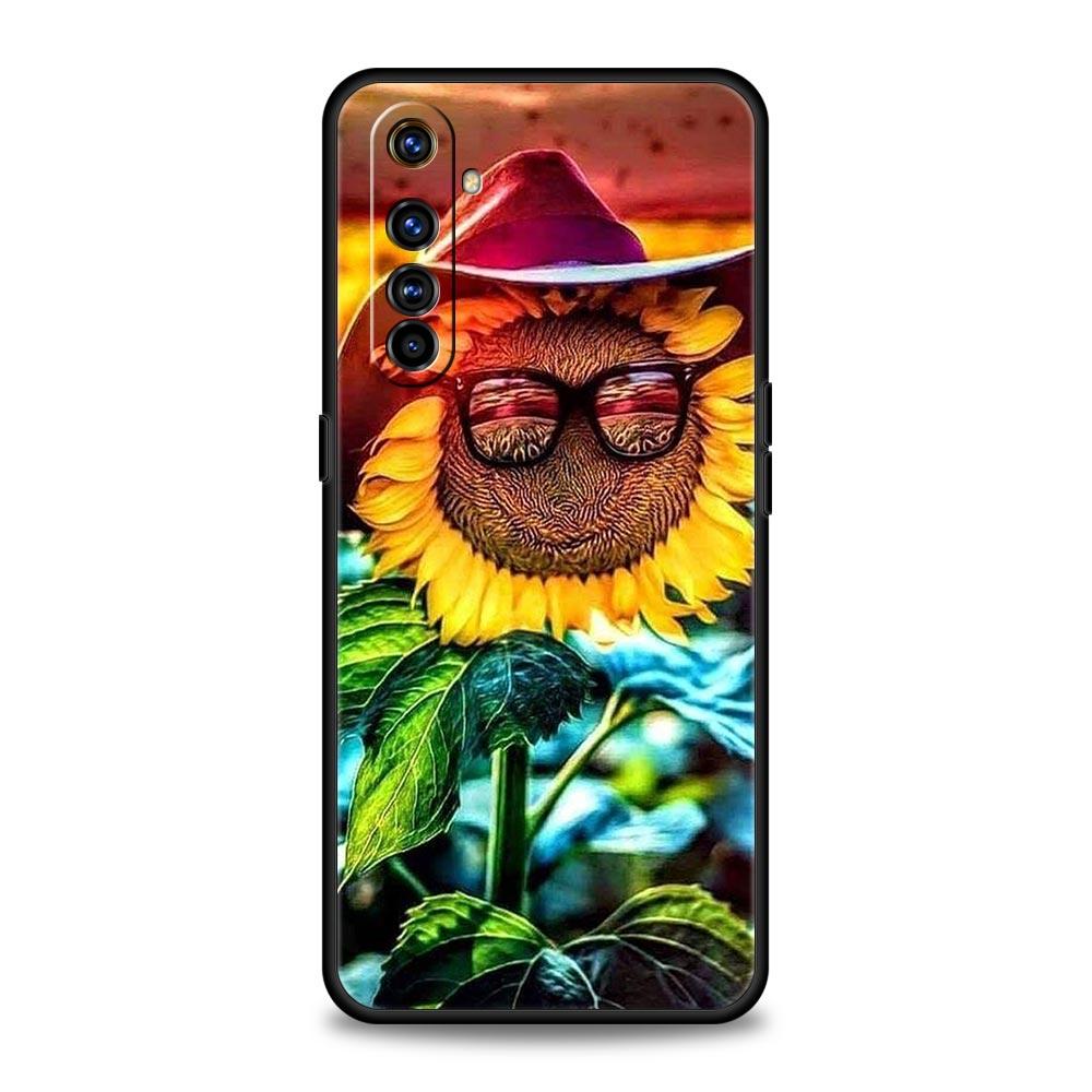 Soft TPU Case For Realme C67 C63 C55 C53 C25 C21 10 11 12 13 GT 2 3 5 Pro Plus 5G Phone Cover Summer Sunflower Floral Flower Bag