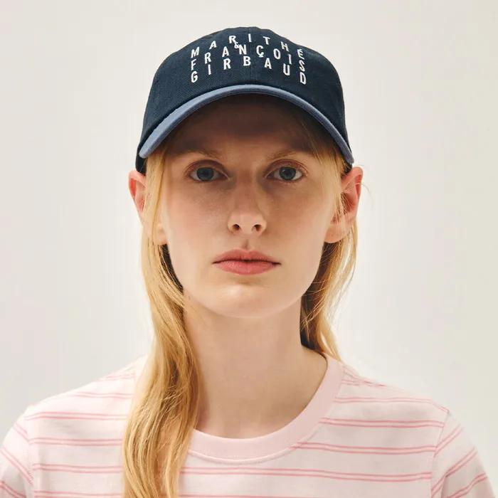 TYPO LOGO COLOR BLOCK COVERED CAP vintage blue