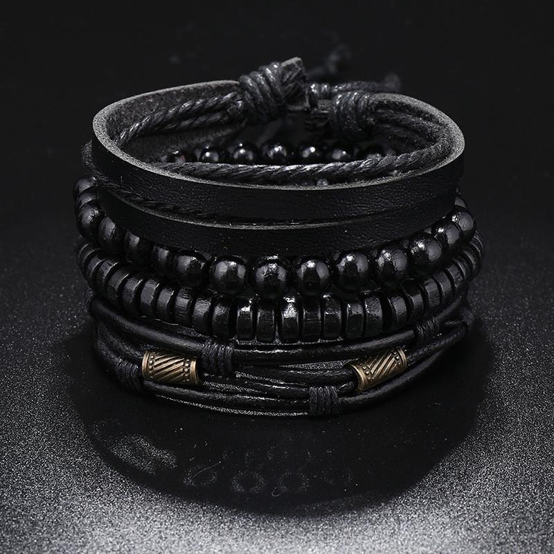 ZORCVENS Classic Hand-Woven Leather Bracelet Multilayer Men Bracelets Punk Beads Bangle for Friend Charm Jewelry Gifts