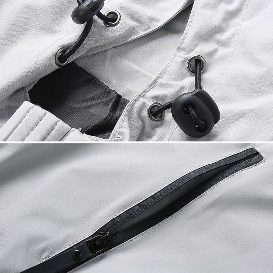 Pánská bunda Jednobarevná bunda s kapucí, dlouhým rukávem, bunda s kapsami, léga na zip, větruodolná, voděodolná, svrchní oblečení na běhání