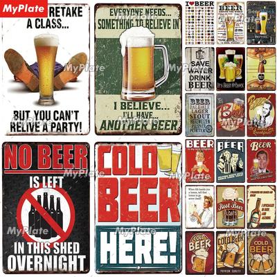 KALTEN BIER Metall Zeichen Vintage Plaque Alkohol Zinn Zeichen Platte Wand-dekor Für Bar Club Mann Cave Kunst Malerei Geschenk
