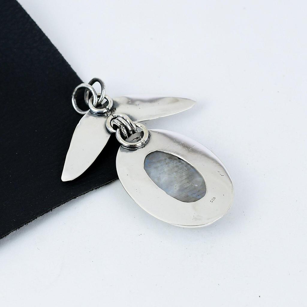 Natural Rainbow Moonstone Gemstone Silver Pendant In 925 Sterling Silver- Handmade Design, Everyday Wear Jewelry, Unique Pendant Gifts