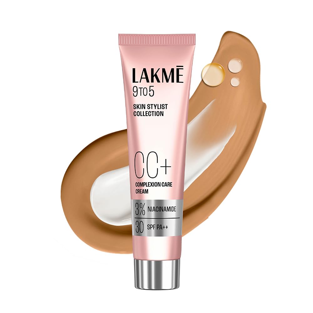 Lakme 9 to 5 CC Cream Almond with 3% Niacinamide Complex SPF30 PA++ | 90% lightweight moisturizing cream for Care & 10% Foundation for Care |Concea