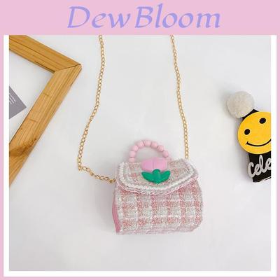 Childrens Cartoon Pattern Pu Shoulder Bag With Artificial Pearl Bow And Flower Decoration For Daily Casual Wear