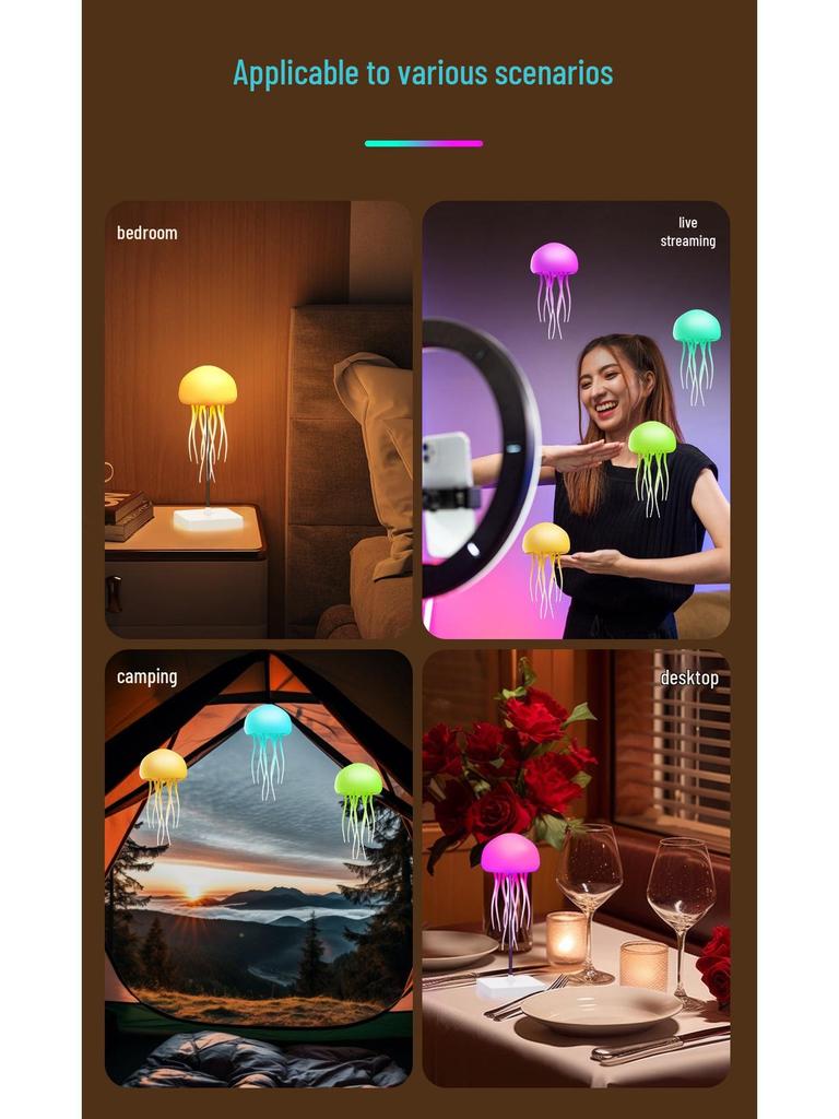 Gradient Smart Voice-Control Jellyfish Lamp with Atmosphere Sensing and Dynamic Floating Tentacles