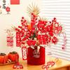 2026 Year of the Horse Chinese New Year Bonsai Hanging Card: Green Plant Money Tree Pendant for Living Room Decoration