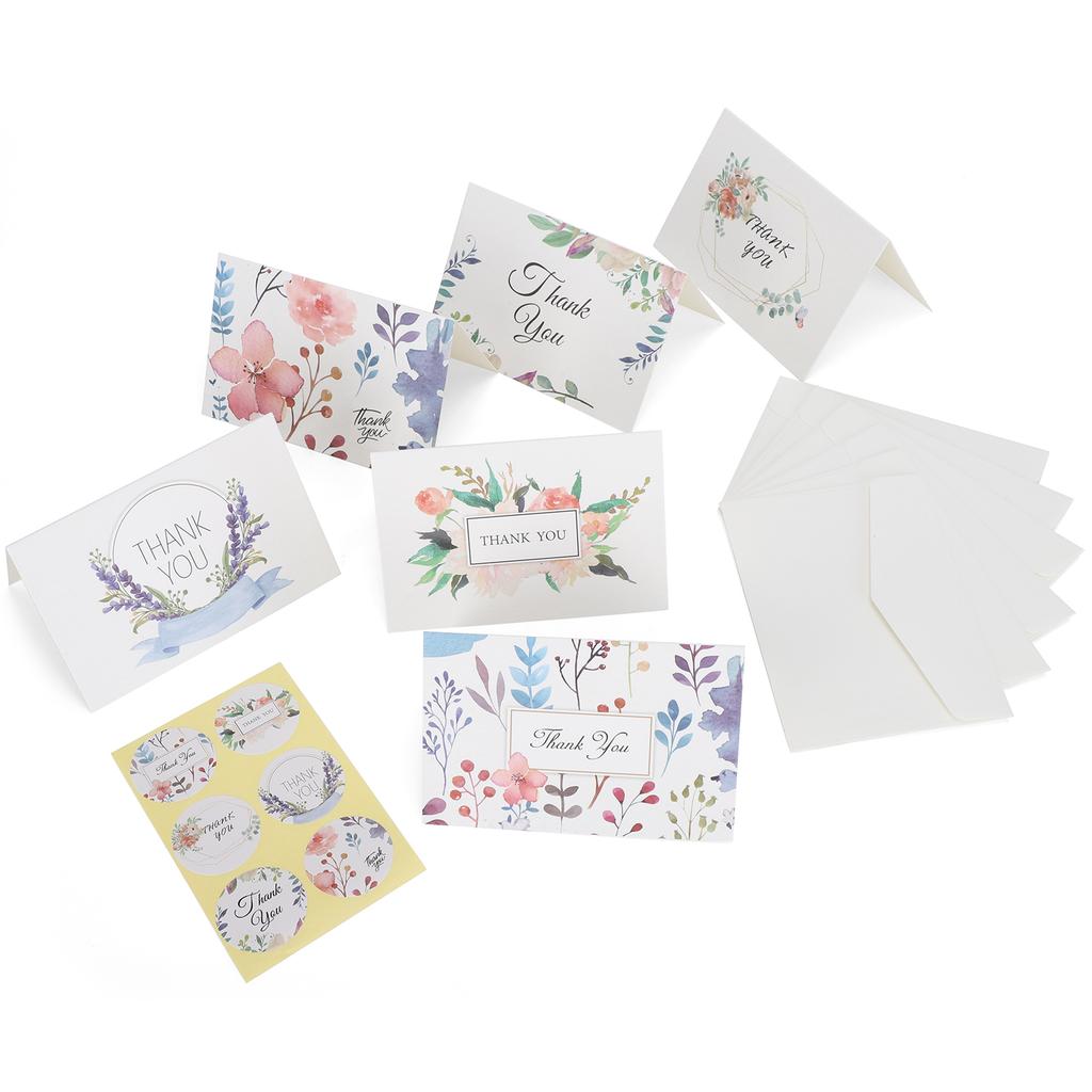 24 st Gratulationskort Tomt Presentpapper för Festivalpresent med Kuvert och KlistermärkeTack