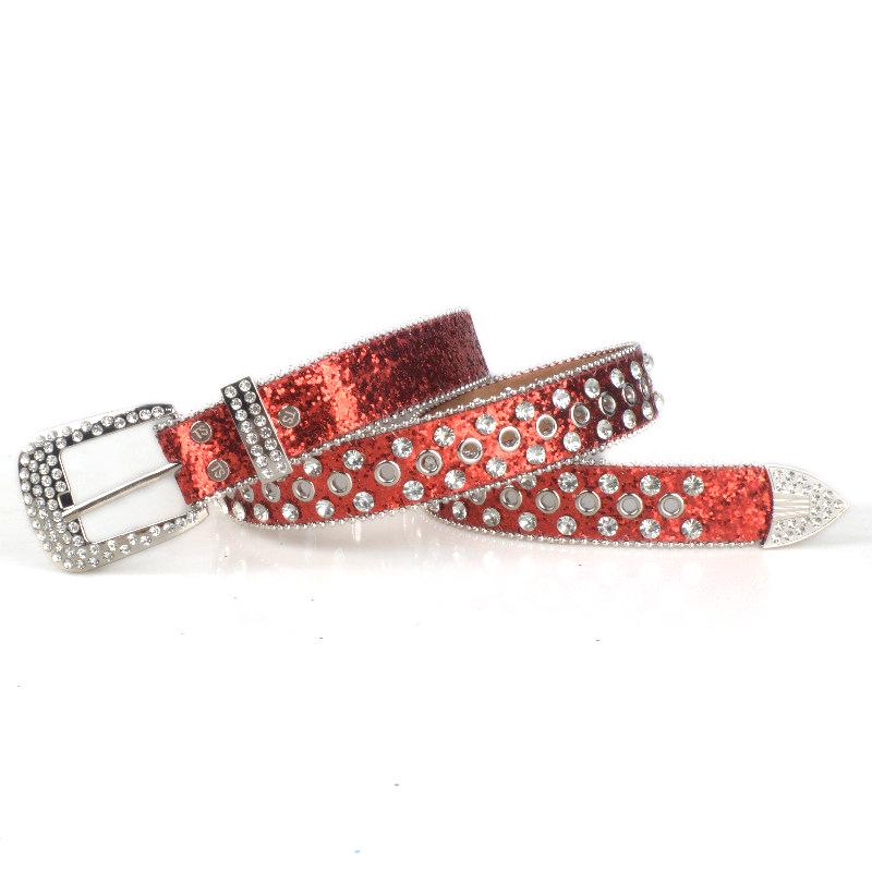 Women's Rhinestone Crystal Belt: Sparkling Diamond Leather Accessory