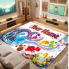 Dinosaur Theme Soft Crystal Velvet Rug Custom Name & Text Print Non Slip Floor Rug for Bedroom Living Room