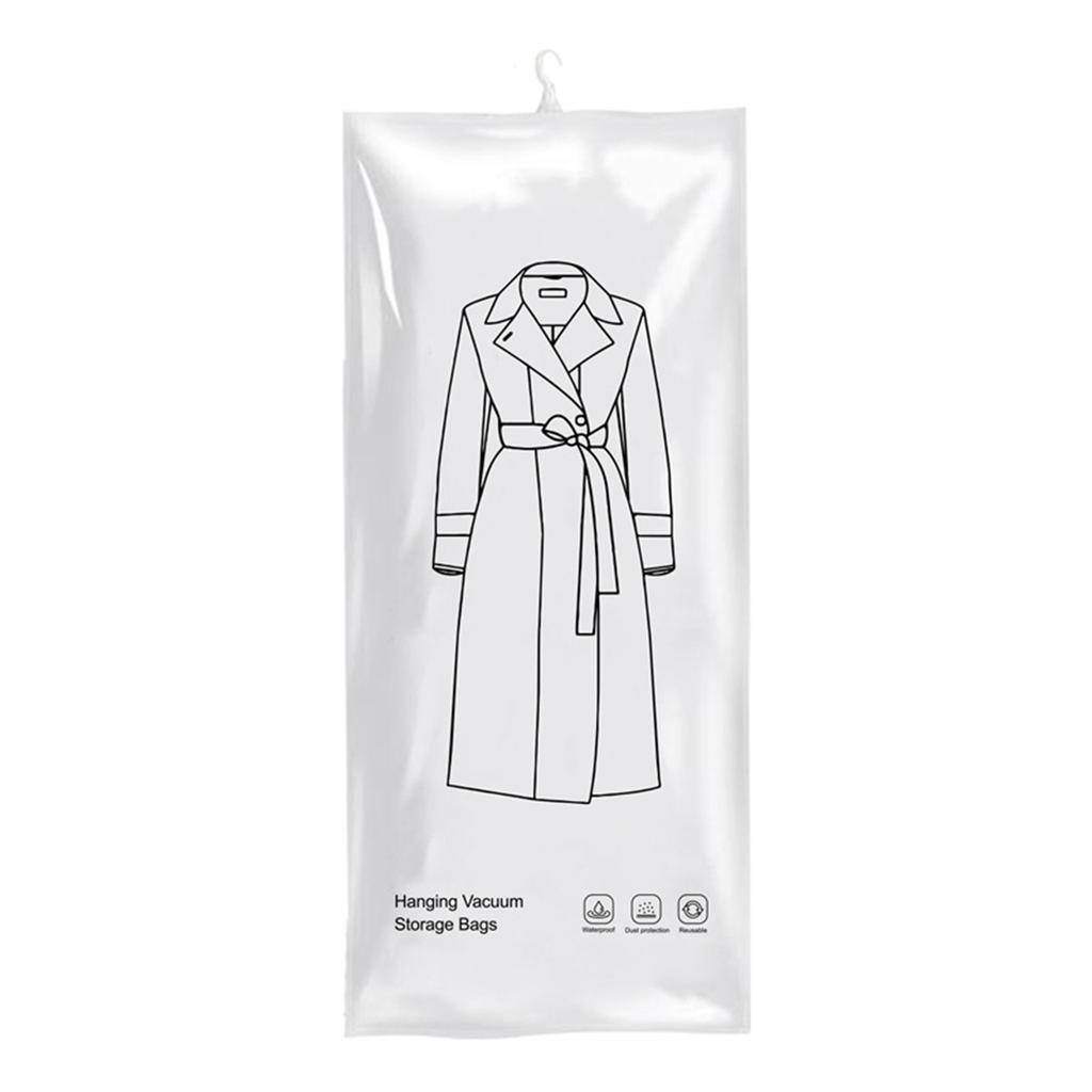Hanging Vacuum Storage Bags for Wardrobe Organization Space Saving Garment Dust Cover for Coats Jackets Clothes Compression Bag