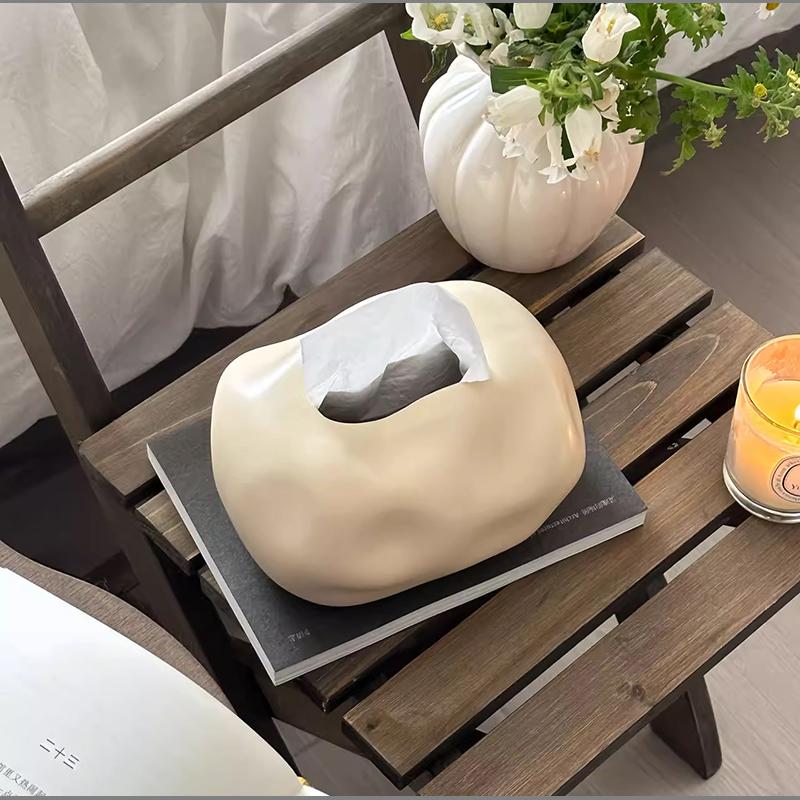 European-style Ceramic Tissue Box White High-end Restaurant Napkin Holder Home Dining Table Ceramic Tissue Box Home Decoration
