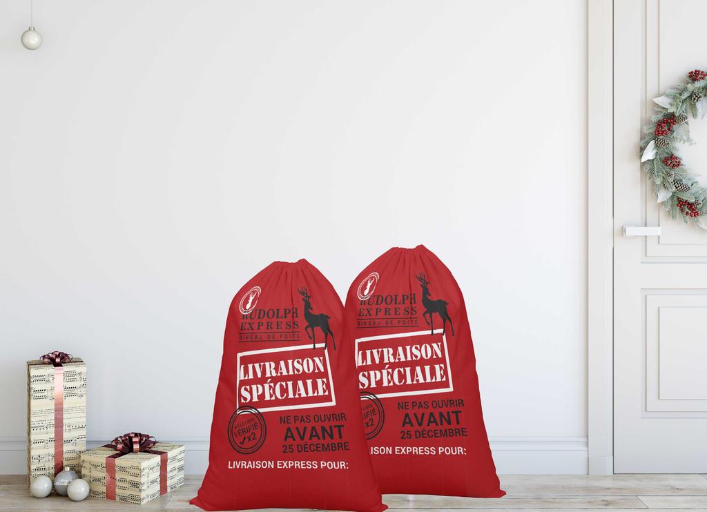 Printtoo 2 Pcs Santa Gift Sack For Kids Presents Xmas Bag Christmas Sack Personalized Bags Large 27x20 Inch