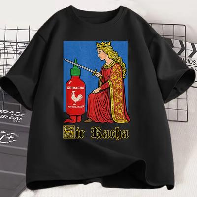 Koszulka graficzna z zabawnym sosem chili Sir Racha Męska Damska Odzież Wysokiej Jakości Casualowa Bawełniana Koszulka z Krótkim Rękawem Modne Koszulki
