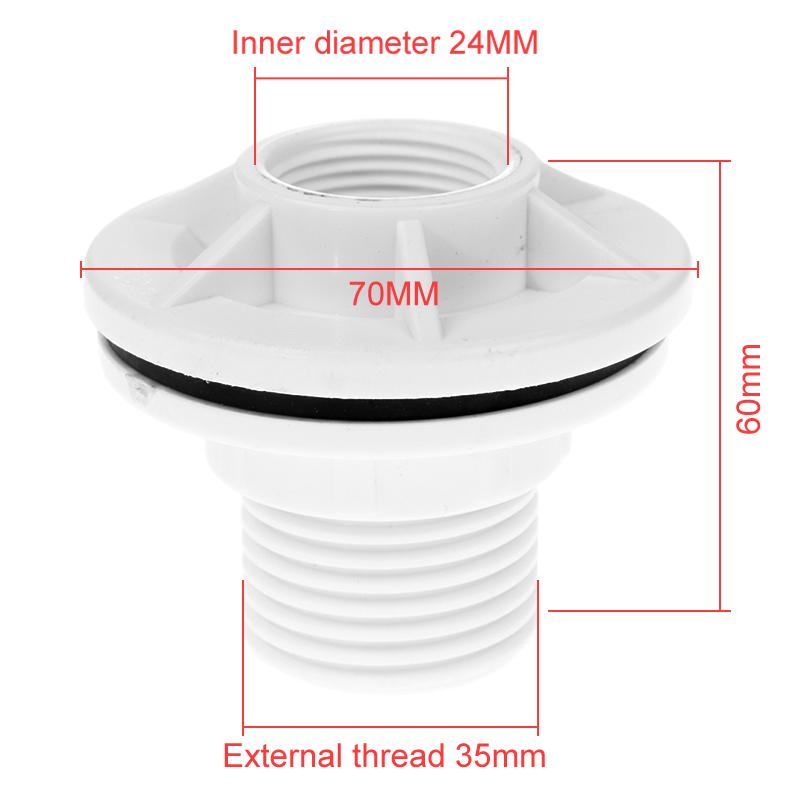 1/2 Inch PVC Bulkhead Union Fitting with Male & Female Threads, Waterproof Tank Connector for Aquarium, Water Storage Tank