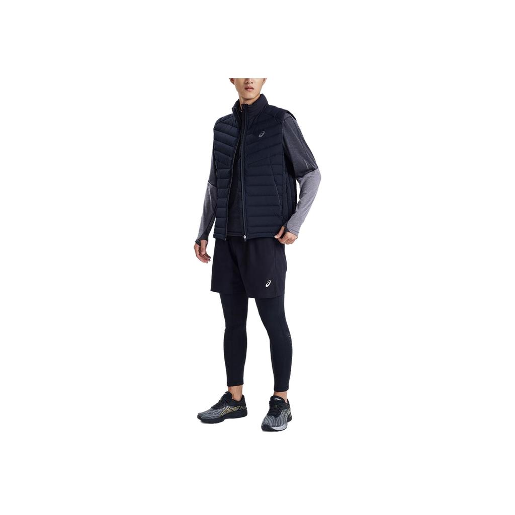 Asics Gilet chaud en duvet uni décontracté de sport d'extérieur zippé à col montant pour homme Noir 2031E441-001