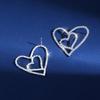 2026 European & American Sparkly Double Heart Earrings for Women - High-End, Simple Niche Design