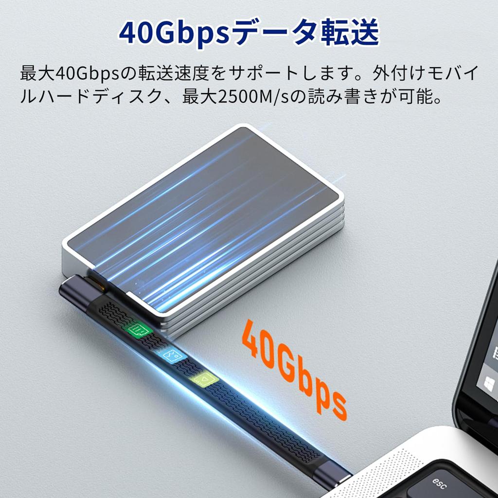 MSL FORCE To Male To Female FCP USB4 40Gbps PD240W Thunderbolt A Product from a Japanese Small and USB-C USB-C Cable, L-shaped, 8K@60Hz 3/4 Fpc-40g