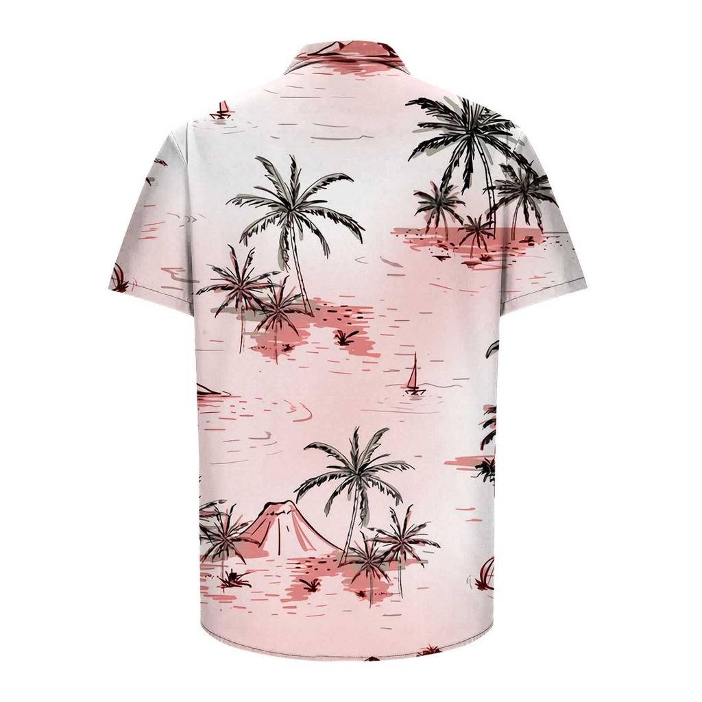 Men's Hawaiian Shirt Fun Short Sleeve Button Up Shirt Holiday Beach Shirt