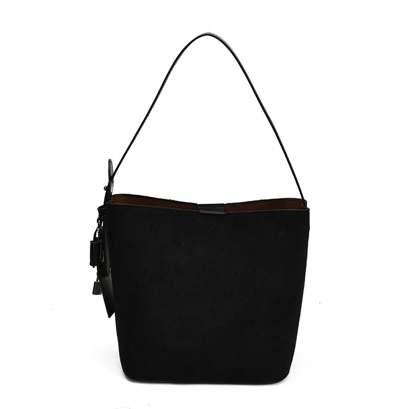 Ladies Handbag Female Bucket Bag Retro Basket Shoulder Bag Travel Faux Suede Bucket Bags Small Soft Tote Bags Daily