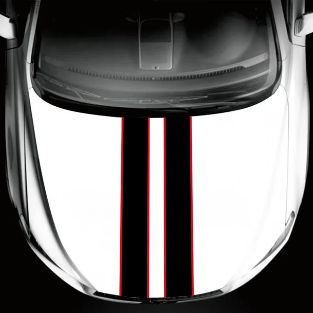 2PCS Car Engine Hood Long Stripe Stickers Waterproof Self-adhesive Vinyl Decals PVC Car Bonnet Decoration Stickers Accessories