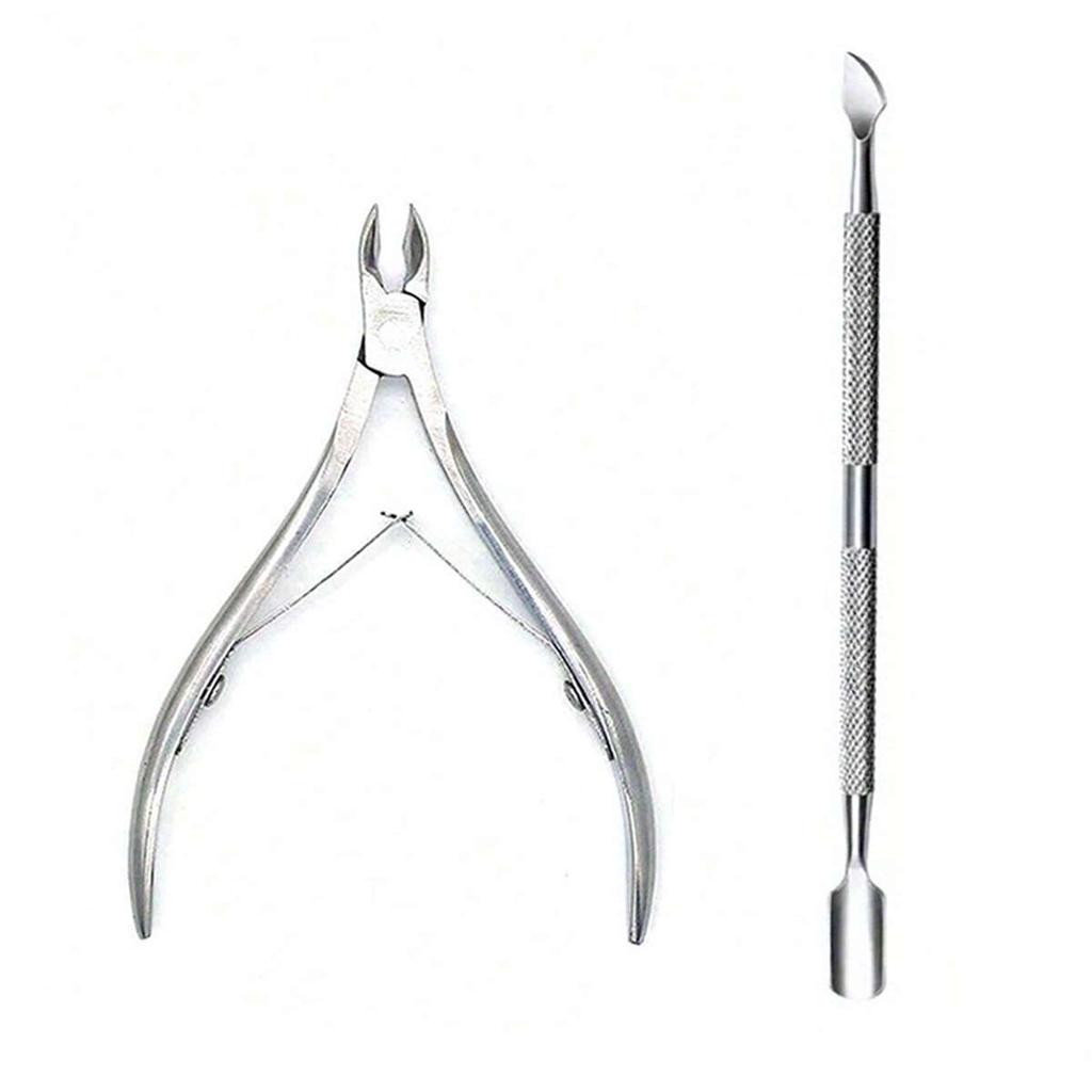 1/2/6pcs Professional Stainless Steel Nail Cutter Scissor Nippers Muti Function Cuticle Pusher Remover Nail Care Manicure Kits