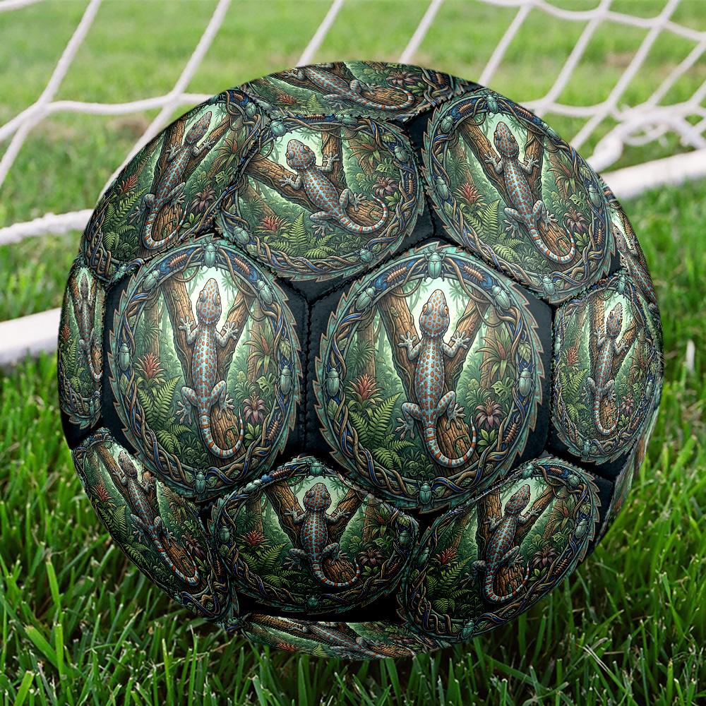 Jungle Lizard Emblem Round Football Size 5 Adult Ball Suitable for Training Matches and Outdoor Team.