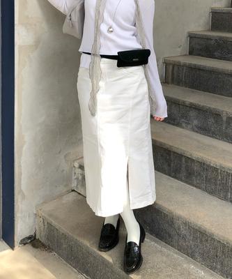 Mind Bridge Woman [W] White Slit Denim Skirt