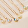 Stainless Steel Chain Romantic Colorful Resin Moon Zircon Butterfly Pendant Necklaces for Women Girls Sweet Jewelry Gifts
