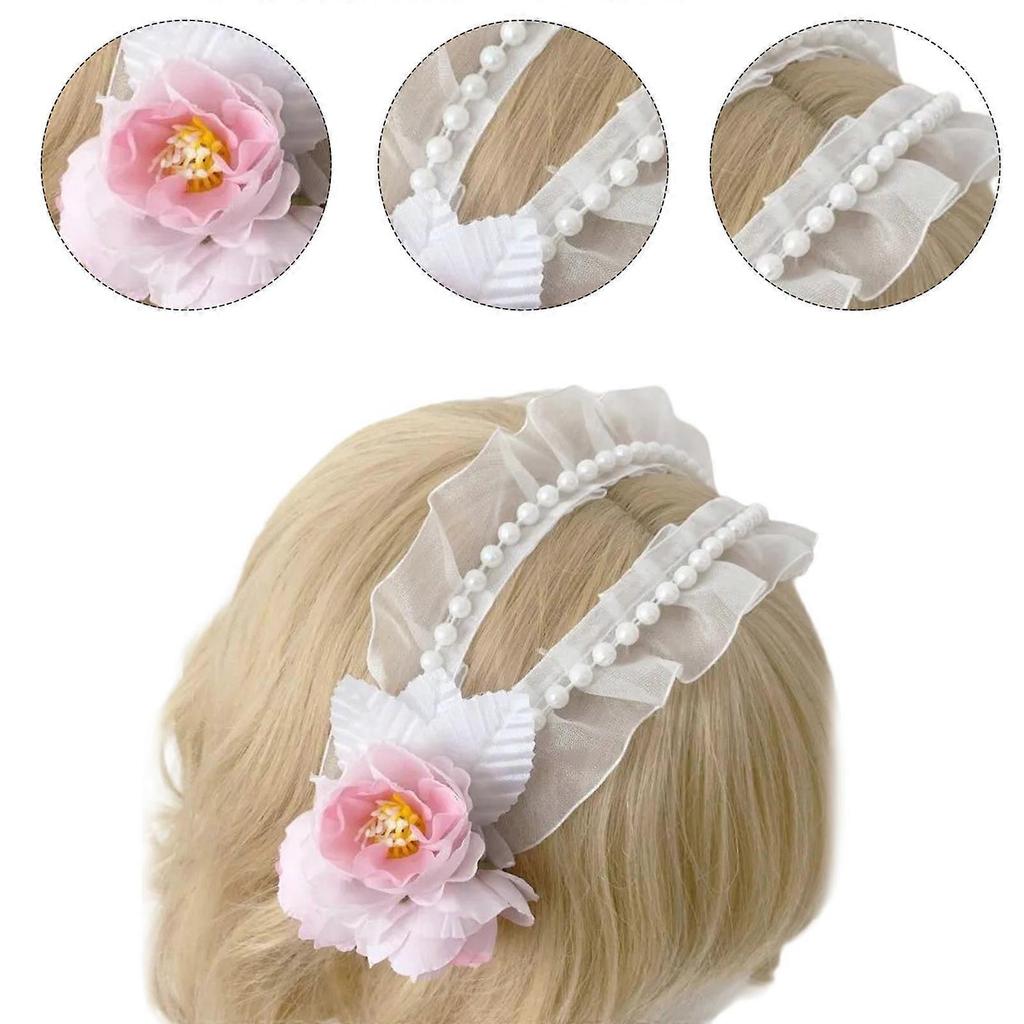 Cute Hair Accessory Hairband Lace Flower Hairpieces Hairpieces Elegant Cosplay Headbands for Parties and Weddings  Yellow