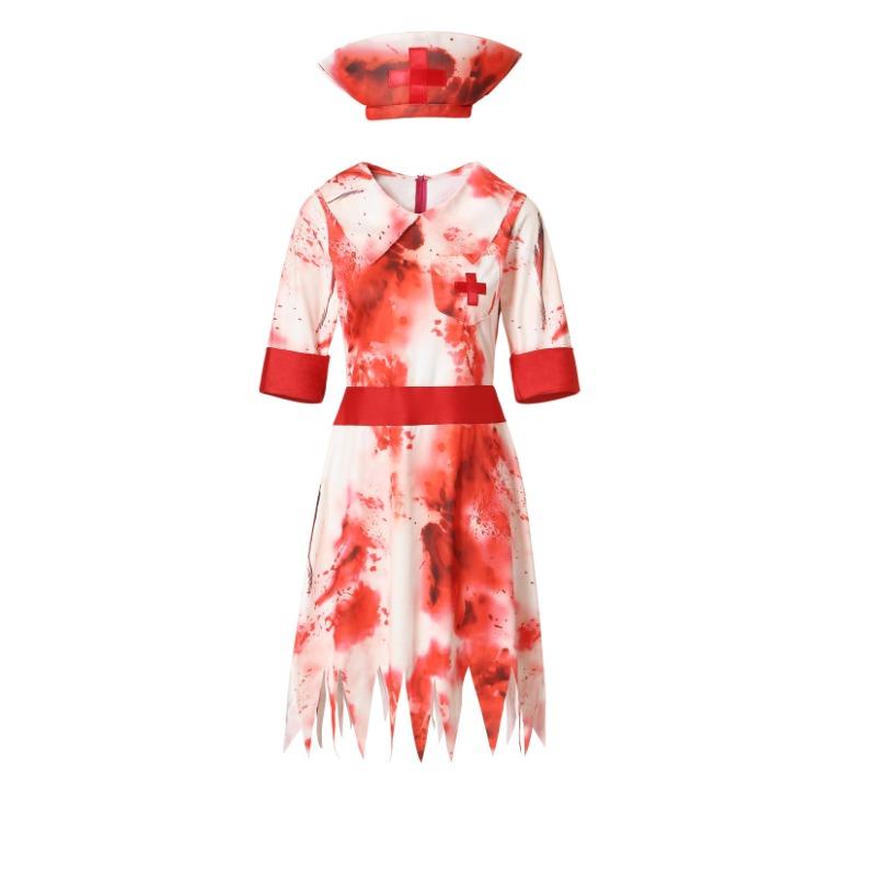 Hot Sale Halloween Horror Nurse Play Costumes Ghost Festival Party Costumes Bloodstained Socks Bloodstained Nurse Uniforms