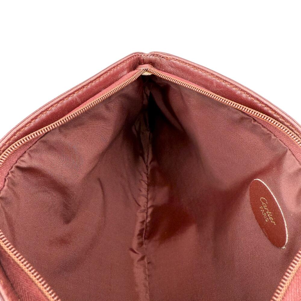 CARTIER Pouch business bag By color leather Clutch bag mustard leather Women Used