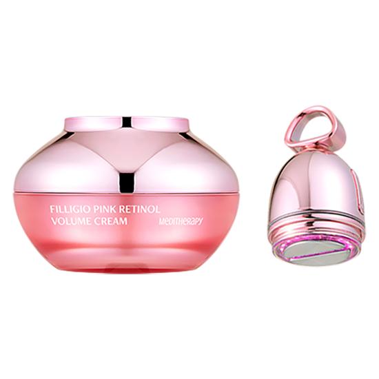 Meditherapy Filligio Pink Retinol Cream (50ml) + EMS Device - Firming & Volumising Skincare Set for Radiant Skin, Korean