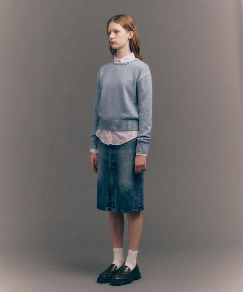 Seteo (W) Maradi Denim Midi Skirt Crinkle Washed Blue