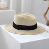 Spring and Summer Beach Flat Top Hat Women's Straw Knitted French Wide Brimmed Jazz British Sun Hats