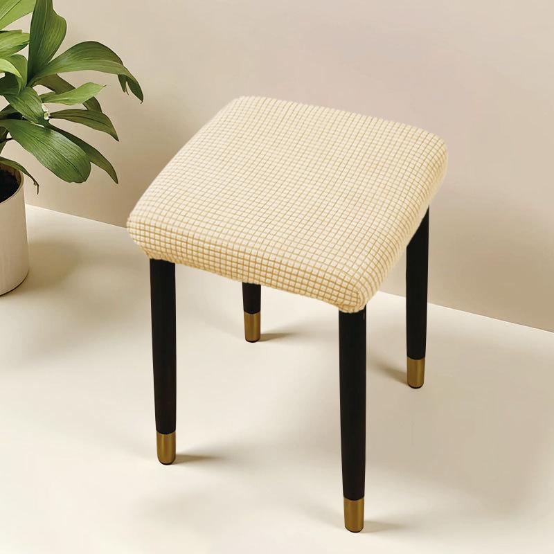Jacquard Square Stool Covers Elastic Dust-proof and Anti-slip Stretch Chair Cover Solid Color Geometric Pattern Seat Cover