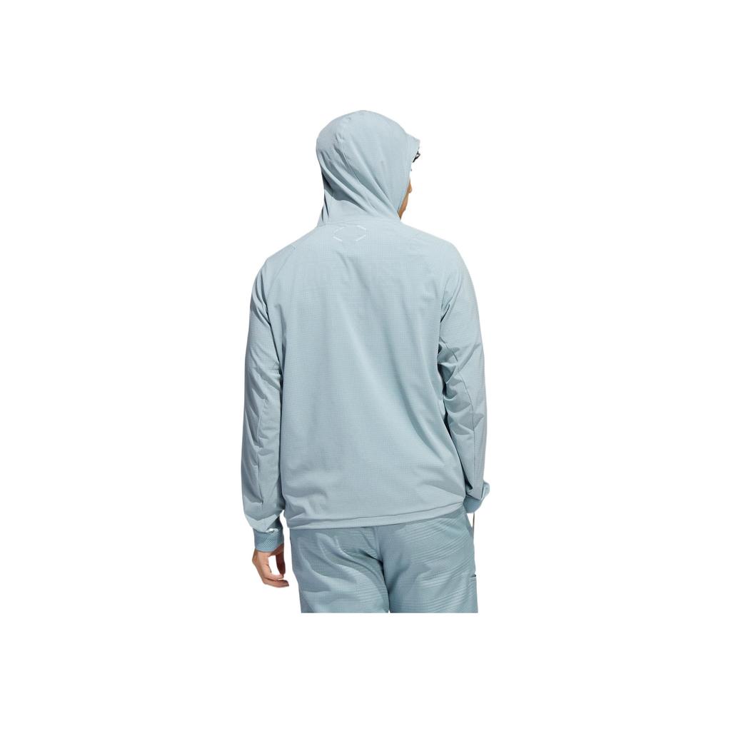 Adidas Solid Color Logo Hoodie With Drawstring Men Tops Blue HB6431