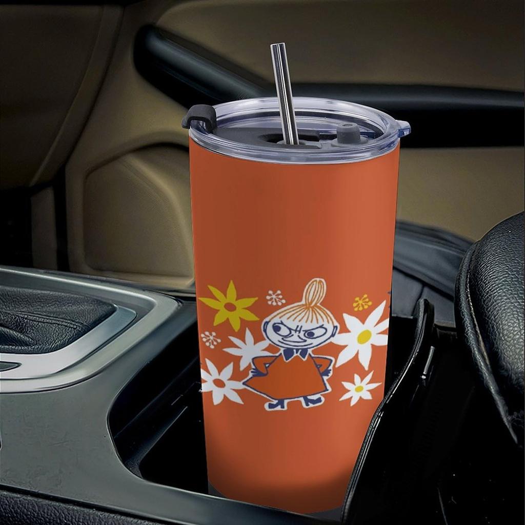 Little My Snufkin Tumbler Mug Coffee Cup Convenience Store Cup Insulated Water Bottle for Direct Drinking, Stainless Steel with Lid, Portable Straw,