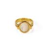 INS Style Oval Roman Arc White Shell Mother-of-Pearl Ring - 18K Gold-Plated Retro Titanium Steel
