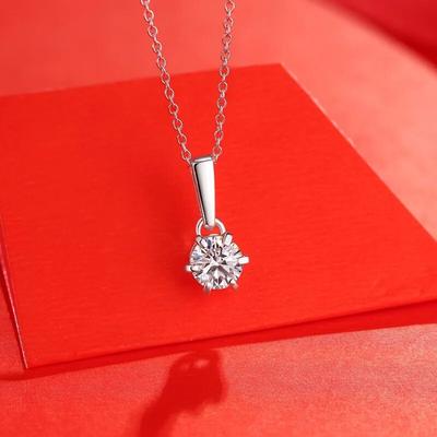 925 Silver 1 Carat D Color Moissanite Pendant Necklace Brilliant Cut Round Diamond Moissanites Necklace Chain New Arrival Gift