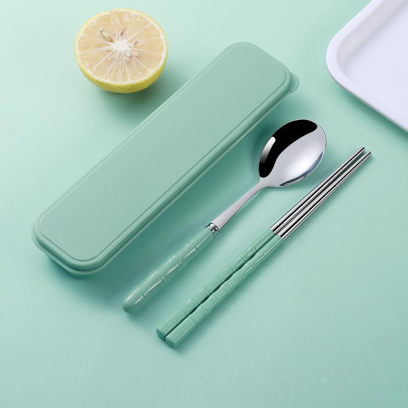 Stainless Steel Cutlery Set Spoon Fork Chopsticks Set with Box Case Travel Cutleries