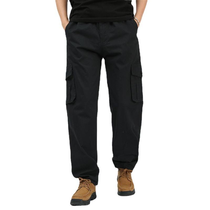 Spring & Autumn Multi-Pocket Loose Fit Casual Pants for Middle-Aged Men