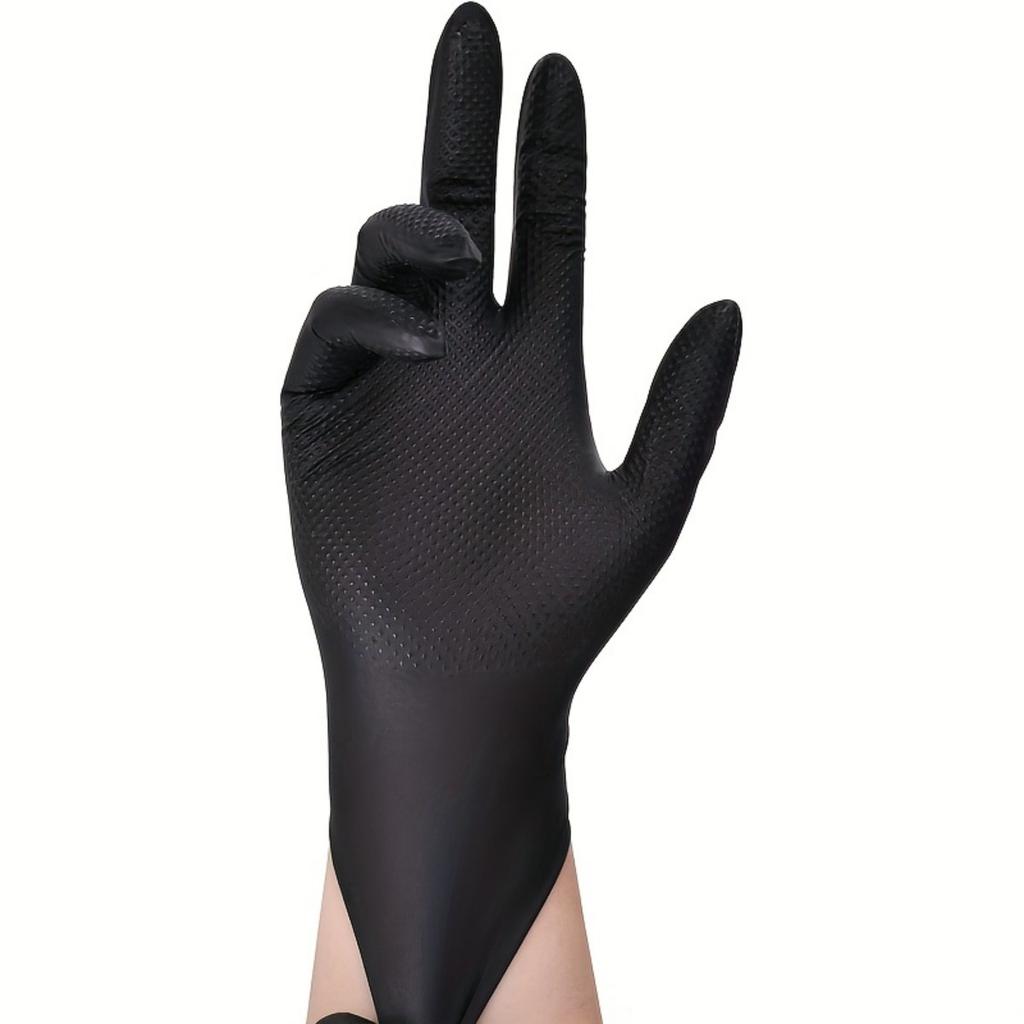 100-1pcs Heavy Duty Orange Nitrile Disposable Gloves with Diamond Textured Grip for Industrial and Mechanic Safety