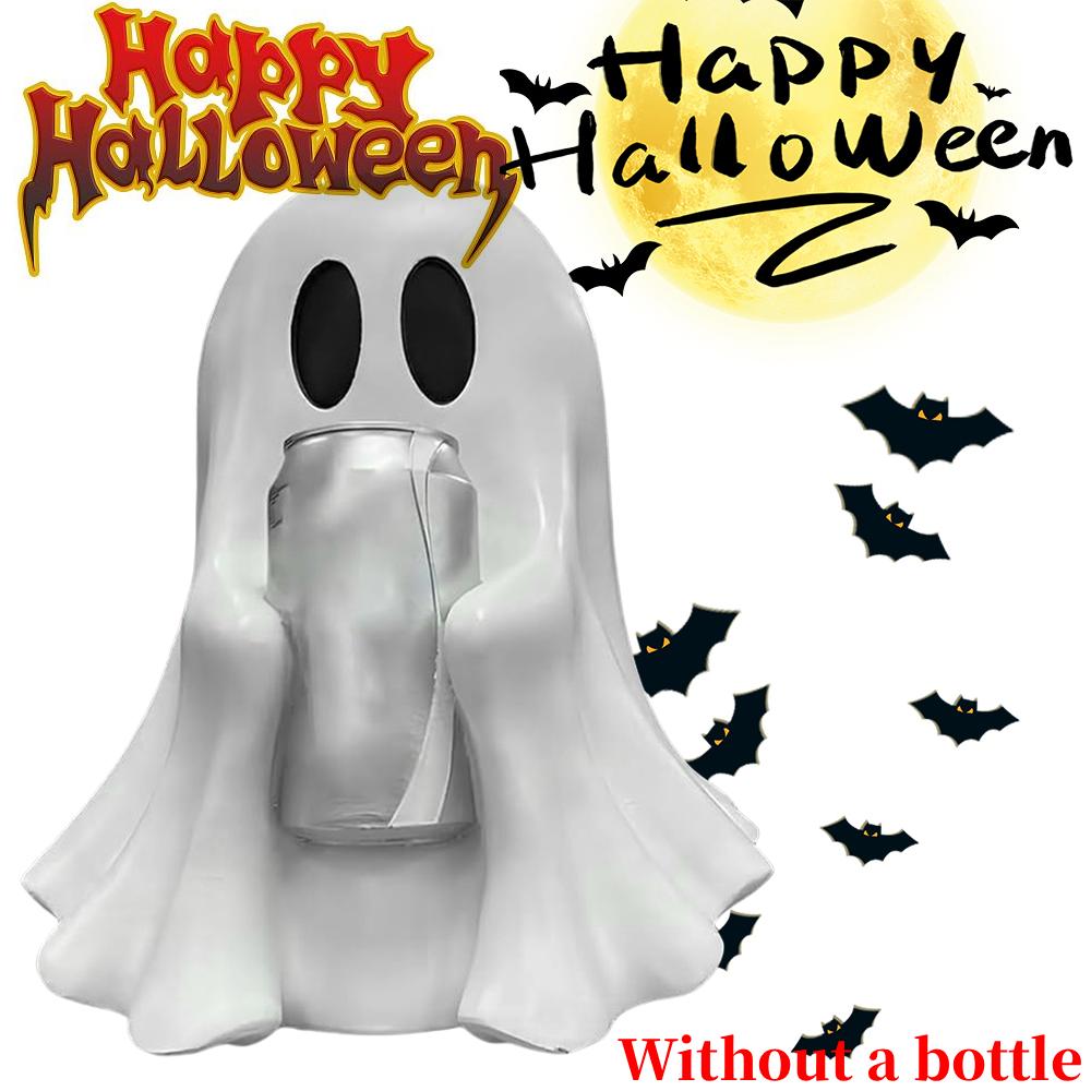 Halloween Ghost Can Holder Spooky Resin Drink Holder Ghost Beverage Holder for Halloween Home Party Outdoor Bar Decoration