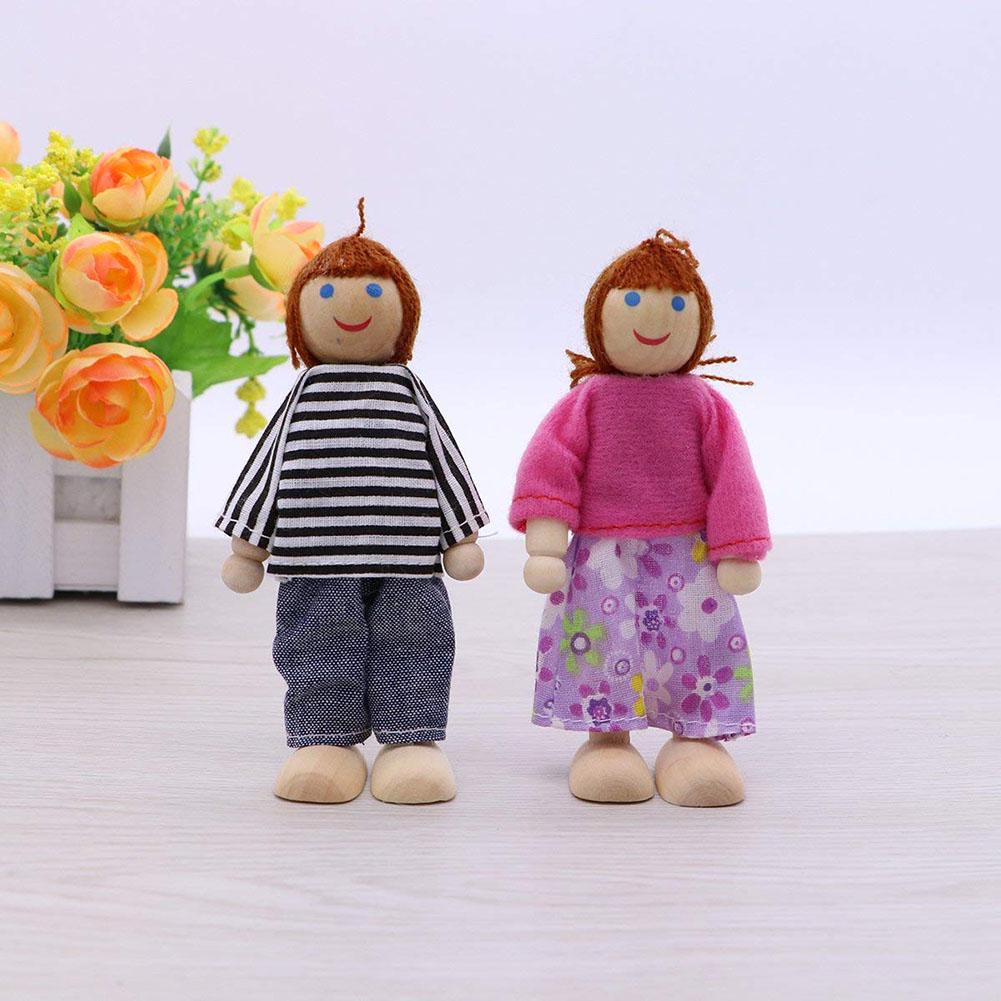 Wooden Happy Family Doll Kids  Puppet Joints Toy Birthday Gift