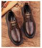 Men's Genuine Leather Casual Dress Shoes - Soft Sole, Non-Slip, Wear-Resistant, Versatile Low-Top Lace-Up Design