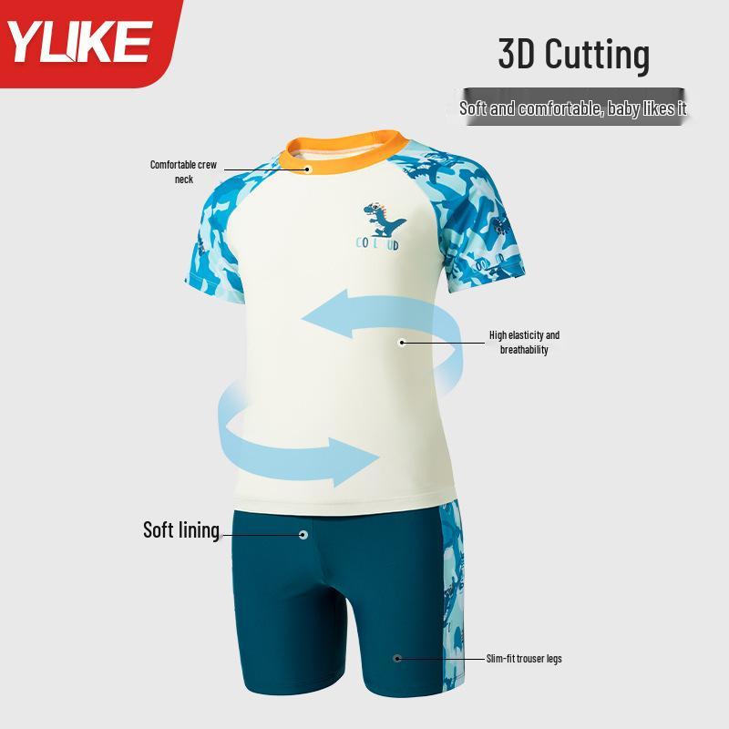 Boys' Two-Piece Swimwear Set 2025: Quick-Dry, Sun-Protective Swim Trunks for Kids