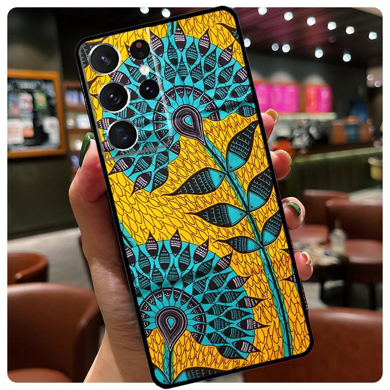 

African Style Fabric Print Silicone Case For Samsung Galaxy S23 S22 Ultra S21 S20 FE S8 S9 S10 Plus Note 20 Ultra Cover Galaxy S21