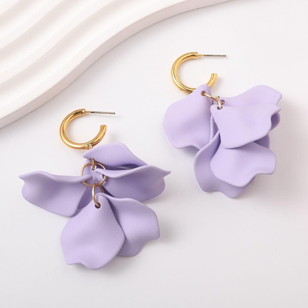 Pinkdudu Fashion Rose Flower Petal Drop Earrings Resin Gradient Color Flower Earrings Women Jewelry PD2385