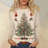 Women's Fashion Casual Christmas Printed Round Neck Long Sleeve Pullover Top