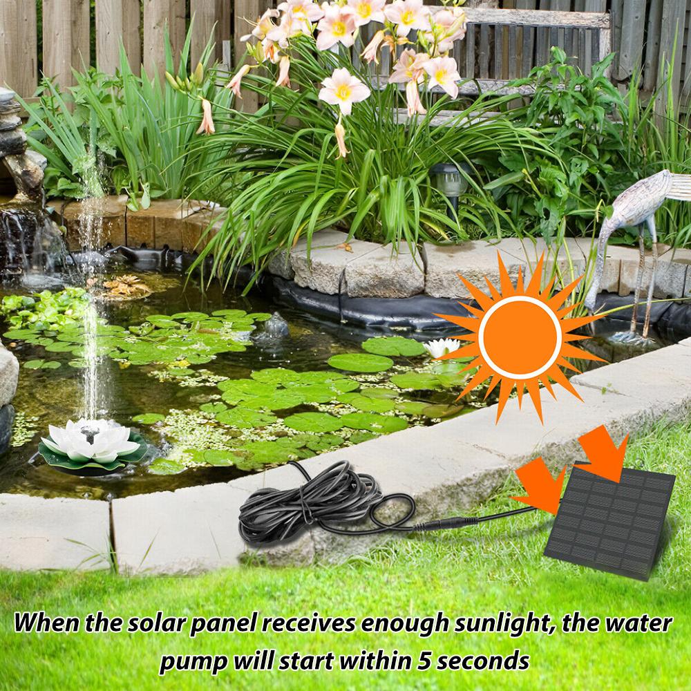 Solar Fountain Pump Lotus Floating Water Feature Bird Bath Pond Solar Pump with 4 Nozzles for Garden Outdoor Decoration 1.4W/7V